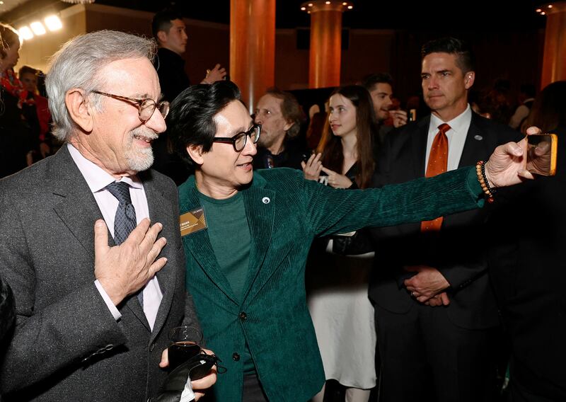 Steven Spielberg and Ke Huy Quan at the event. AFP