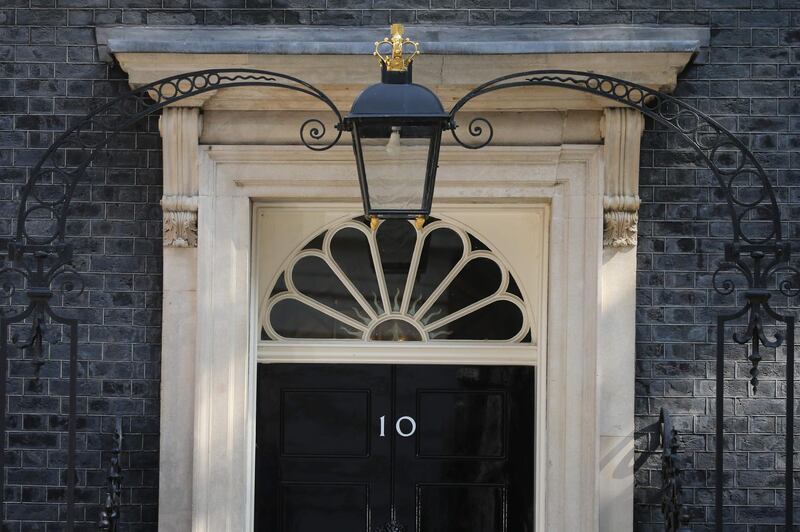 A general view of the door to 10 Downing Street. AFP
