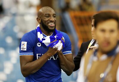 Moussa Marega celebrates after winning the Asian Champions League in 2021. Reuters