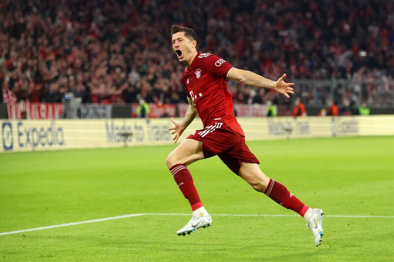 Robert Lewandowski celebrates his goal. Getty 