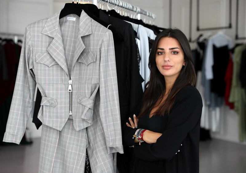 Dubai, United Arab Emirates - August 23rd, 2017: Dubai based fashion designer Lama Jouni, at her studio. Wednesday, August 23rd, 2017 at The Design District, Dubai. Chris Whiteoak / The National