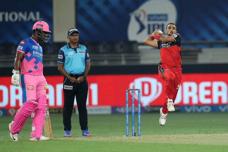 Harshal Patel of Royal Challengers Bangalore picked up three wickets in Dubai. Sportzpics for IPL