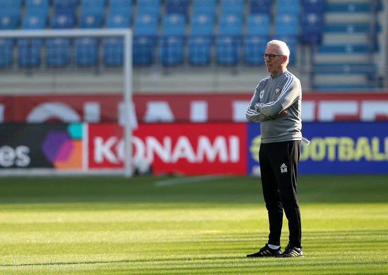 Bert van Marwijk during UAE's training session at the Al Maktoum Stadium in Dubai. Chris Whiteoak / The National