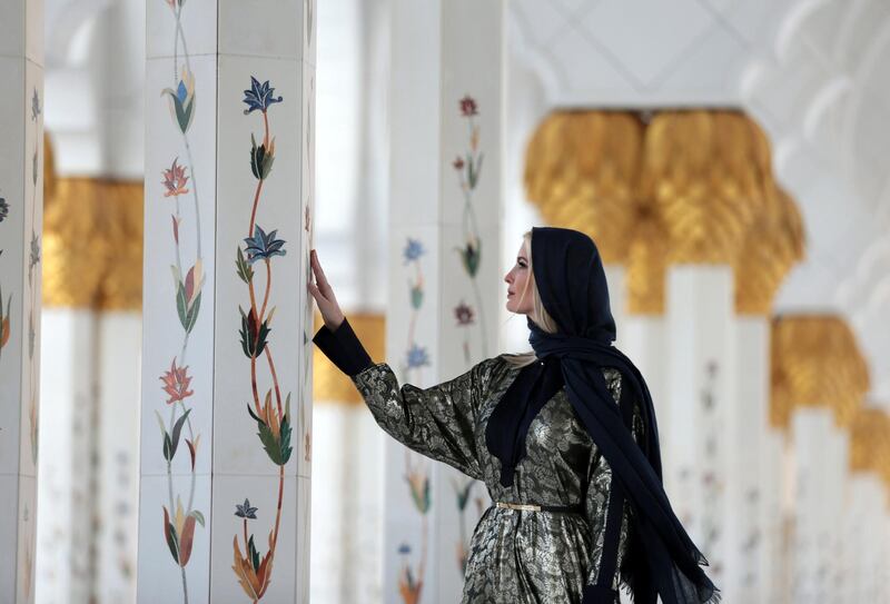 Ivanka Trump visits the Sheikh Zayed Grand Mosque in Abu Dhabi. Reuters