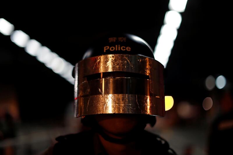 A riot police officer is seen in Tuen Mun, Hong Kong, China September 21, 2019. REUTERS/Jorge Silva