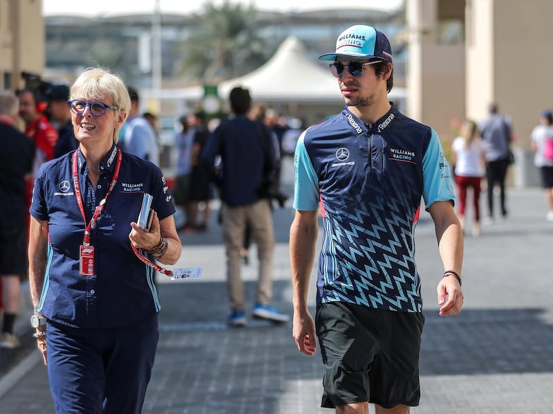 Abu Dhabi, U.A.E., November 23, 2018.  
Racers coming in at the paddocks area. --Lance Stroll  of Williams Martini Racing Team.
Victor Besa / The National
Section:  NA
Reporter: