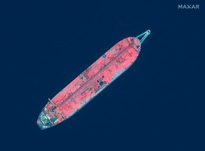 This satellite image provided by Maxar Technologies shows the FSO Safer tanker moored off Ras Issa port, Yemen, on June 17, 2020. Maxar Technologies via AP