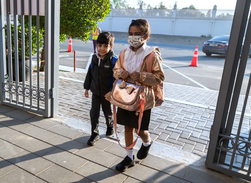 Pupils arrive for classes at American Academy for Girls.