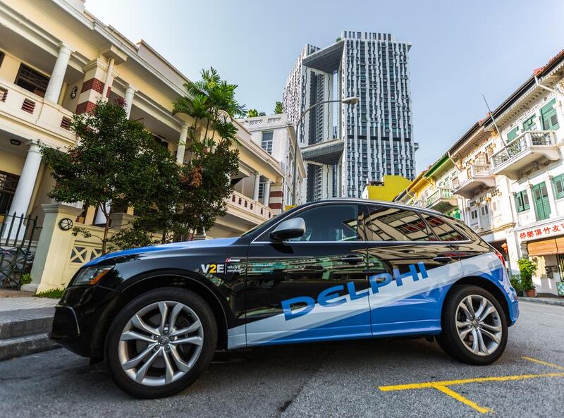 The UK-based automotive software company Delphi is piloting a fleet of driverless cabs in Singapore. Courtesy: Delphi