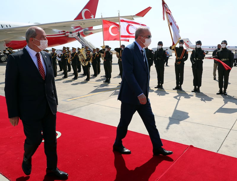 President Erdogan arrives in northern Cyprus.