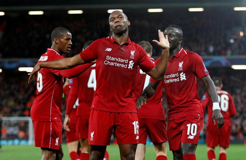 Soccer Football - Champions League - Group Stage - Group C - Liverpool v Paris St Germain - Anfield, Liverpool, Britain - September 18, 2018  Liverpool's Daniel Sturridge celebrates scoring their first goal  REUTERS/Phil Noble      TPX IMAGES OF THE DAY