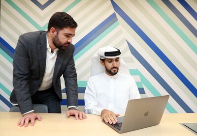 Alexandre Soued, left, and Helal Lootah are the founders of Lune, an app that simplifies money management and increases financial literacy among youth in the Mena region. Chris Whiteoak / The National