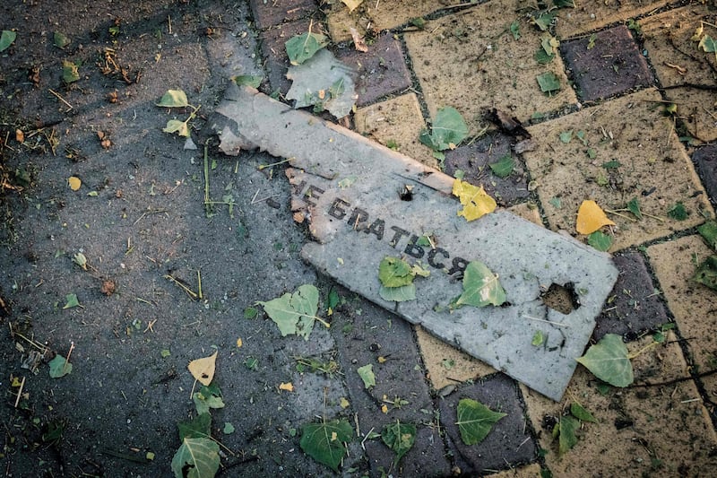 Debris near the site of a drone attack. AFP