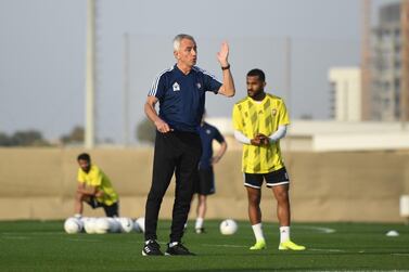 UAE manager Bert van Marwijk during a training session with the national team squad in Dubai in February. Courtesy UAE FA