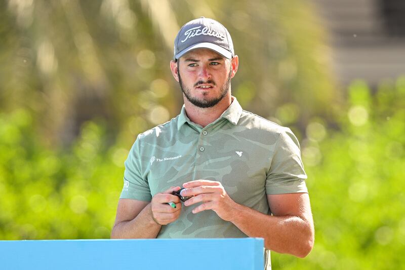 Joshua Grenville-Wood of England during day two of the Abu Dhabi Challenge. Getty