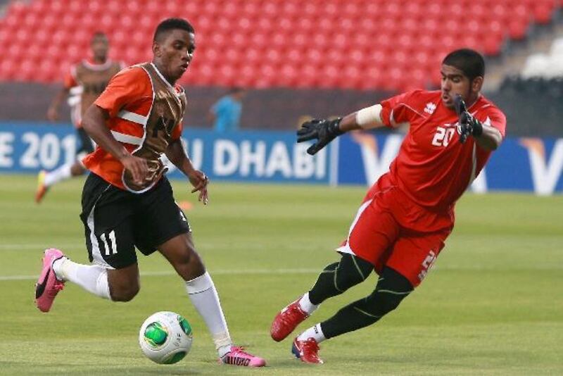 The UAE Under 17 team trained at Mohammed bin Zayed Stadium in Abu Dhabi on Wednesday. Ravindranath K / The National