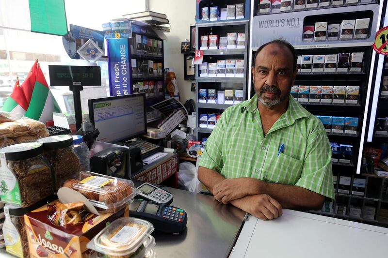 Abu Dhabi, United Arab Emirates - December 27th, 2017:  Owner Mohammed Jamal of local shop Baqala to go with a story on VAT. Wednesday, December 27th, 2017 in Abu Dhabi. Chris Whiteoak / The National