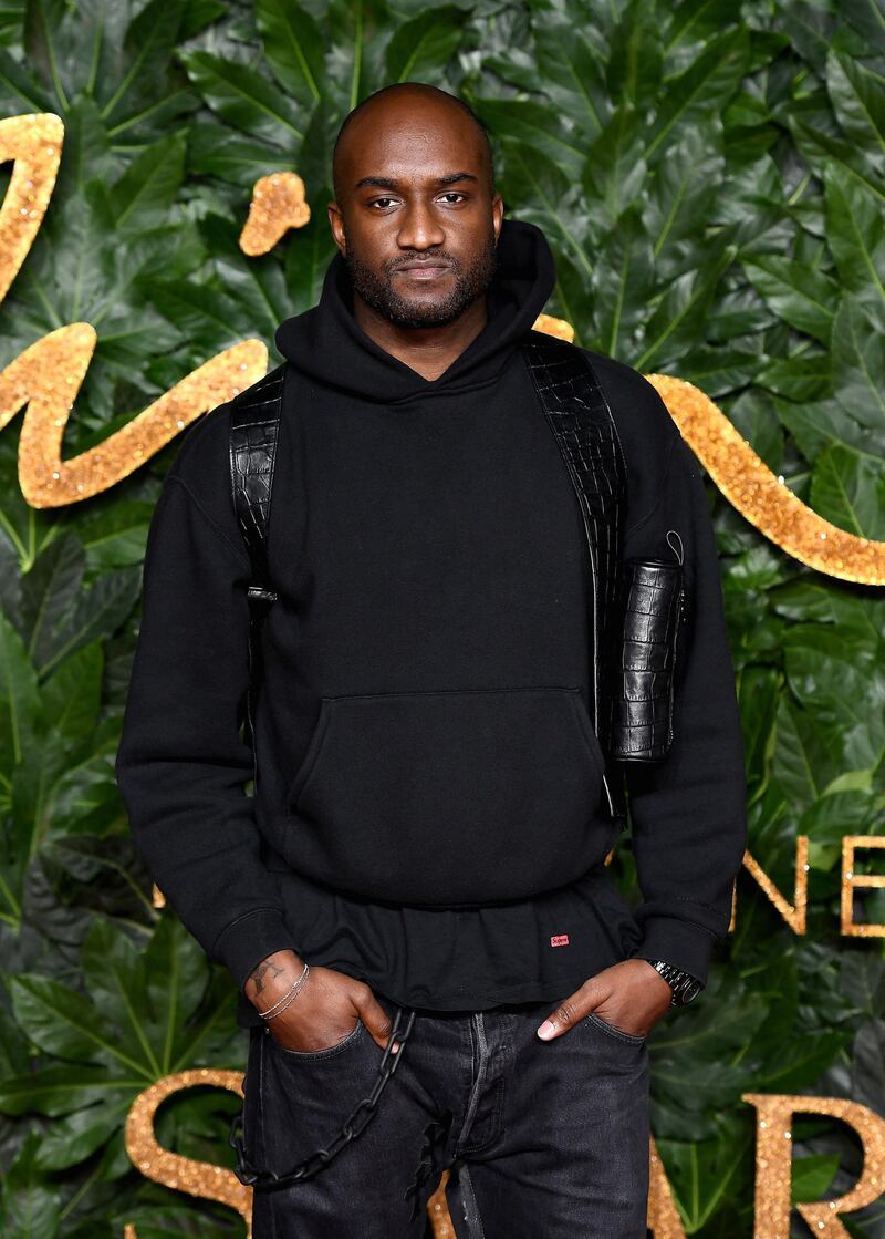 LONDON, ENGLAND - DECEMBER 10:  Virgil Abloh arrives at The Fashion Awards 2018 In Partnership With Swarovski at Royal Albert Hall on December 10, 2018 in London, England.  (Photo by Jeff Spicer/BFC/Getty Images for BFC)