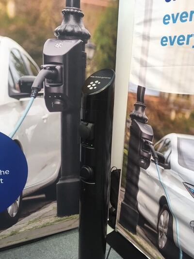 Electric car charging demonstrated at Innovation Zero Congress in London. Matthew Davies / The National