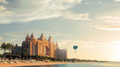 The Dubai Balloon takes off from a beach on Palm Jumeirah. Photo: Hero Experiences Group