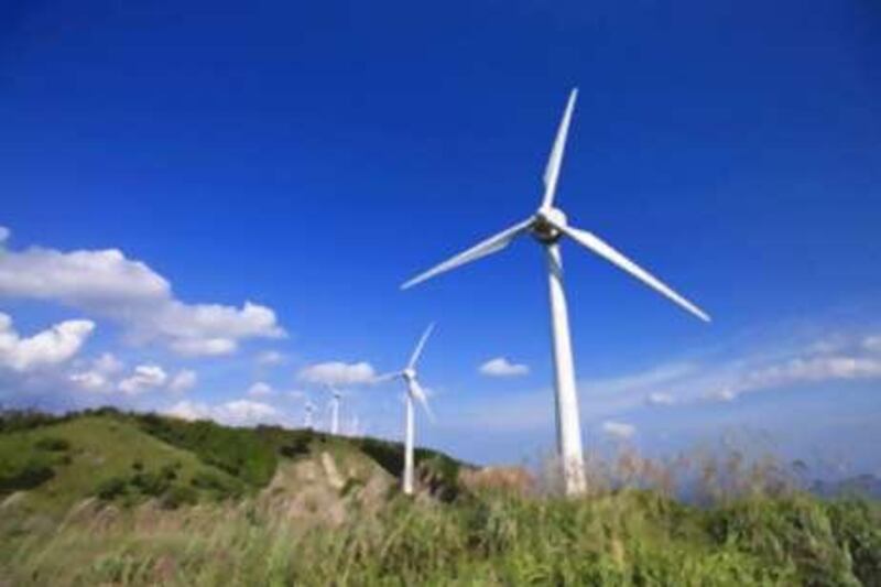 Wind farms, such as this one in Japan, provide the promise cheap, renewable energy.