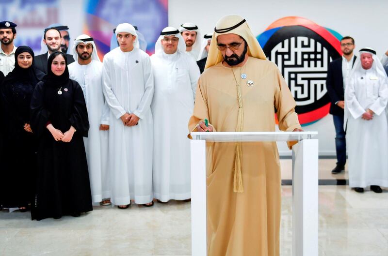 Sheikh Mohammed bin Rashid, Vice President and Ruler of Dubai, inaugurates the Centre for Arab Youth in Abu Dhabi. Wam