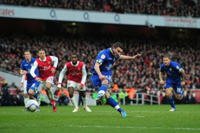 Leeds United's Robert Snodgrass scored a penalty in the FA Cup s match against Arsenal.