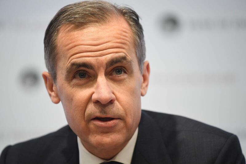 Bank of England Governor Mark Carney speaks during the central bank's quarterly inflation report press conference in the City of London on February 8, 2018.
The Bank of England froze February 8, 2018, its key interest rate at 0.5 percent but cautioned that it could rise more quickly than expected to help bring down inflation. / AFP PHOTO / POOL / Victoria Jones