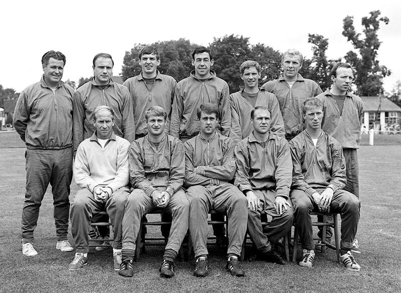 he England team which won the World Cup in the final at Wembley. Left to right: Harold Shepherdson (trainer); George Cohen; Martin Peters; Gordon Banks; Alan Ball; Bobby Moore (captain); Nobby Stiles. Front row: Bobby Charlton; Roger Hunt; Geoff Hurst; Ray Wilson; Jackie Charlton. PA