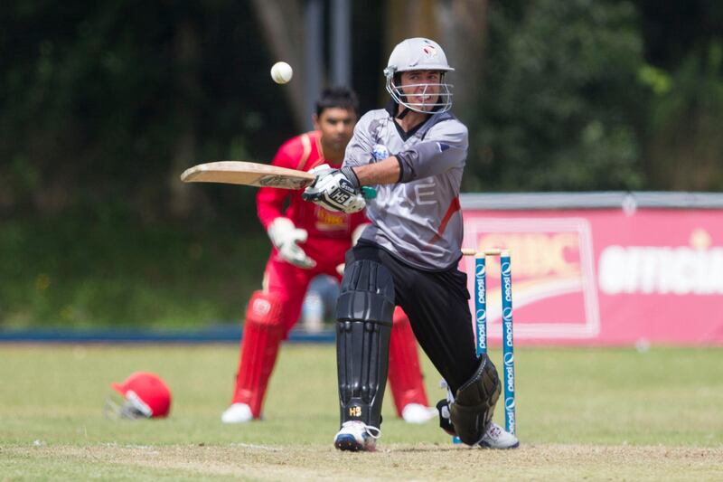 KING CITY, CANADA : August 6, 2013 UAE  batsman Rohan Mustafa hits out against Canada during the one day international  at the Maple Leaf Cricket club in King City, Ontario, Canada ( Chris Young/ The National). For Sports *** Local Caption ***  chy203.jpg
