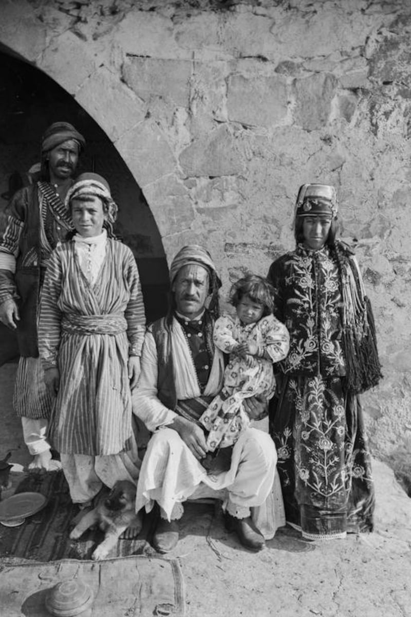 A Kurdish family photographed by John Garstang as his expedition passed through Kilis Province. Courtesy The Garstang Museum of Archaeology, University of Liverpool