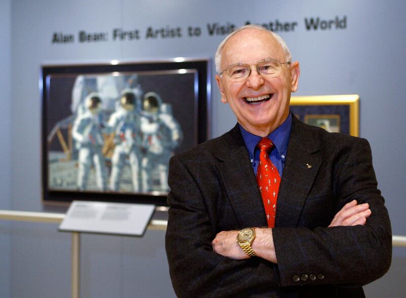 Alan Bean is shown during a preview of his work at the Lyndon Baines Johnson Library and Museum in Austin, Texas. October 1 2008.  Harry Cabluck / AP Photo
