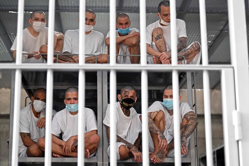 Inmates inside a cell at the Terrorism Confinement Centre  mega-prison in Tecoluca. AFP