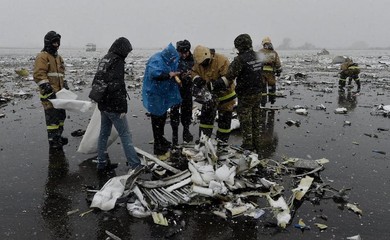 Crash site of FlyDubai’s Flight FZ981 at Rostov-on-Don in Russia in March 2016. Reuters