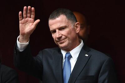 (FILES) In this file photo taken on May 16, 2018 Israeli parliament (Knesset) speaker Yuli Edelstein gestures prior to attend a session of Questions to the government at the French National Assembly in Paris, as part of his state visit to France. Edelstein, a close ally of right-wing Prime Minister Benjamin Netanyahu, resigned as speaker of Israeli parliament according to a statememt released on March 25. / AFP / Eric Feferberg
