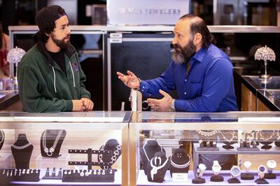 Nakli, right, plays the racist, anti-Semitic, sexist, homophobic Uncle Naseem, the character that fans love to hate on Hulu’s award-winning 'Ramy', in a scene with Ramy Youssef. Photo: Hulu