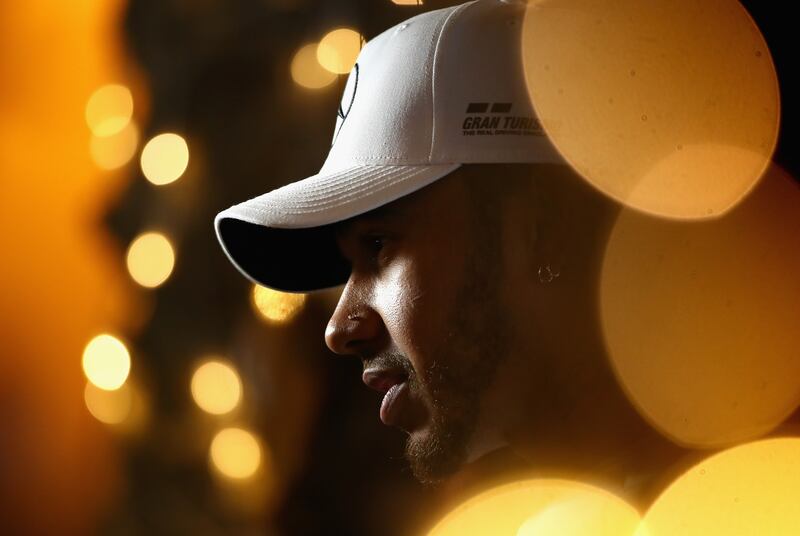 Hamilton after qualifying for the Bahrain GP at Bahrain International Circuit on April 7, 2018. Getty Images