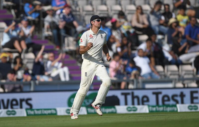 Alastair Cook takes the catch to dismiss India batsman Pant off the bowling of Moeen Ali during the 4th Specsavers Test Match between England and India at The Ageas Bowl. Getty Images