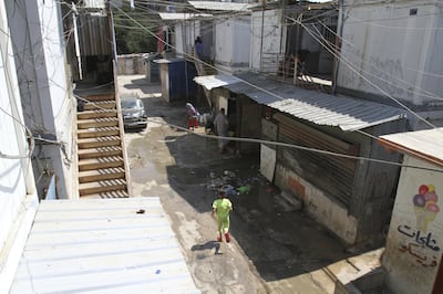 “Temporary” housing in Nahr Al Bared refugee camp that is now five years old. Hundreds of families still occupy the temporary housing while thousands are waiting to return 10 years after the camp was completely destroyed by fighting between the Lebanese military and militants using the camp as a hideout. Sept 1, 2017. 
