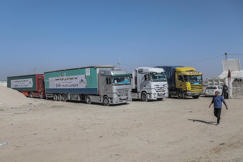 The UN says 200 aid lorries travelled from Nitzana to the Rafah crossing between Egypt and Gaza. Getty Images