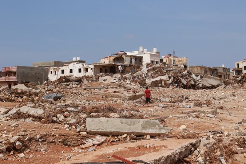 Authorities have said bodies are buried under rubble in cities including Derna. Islam Alatrash for The National