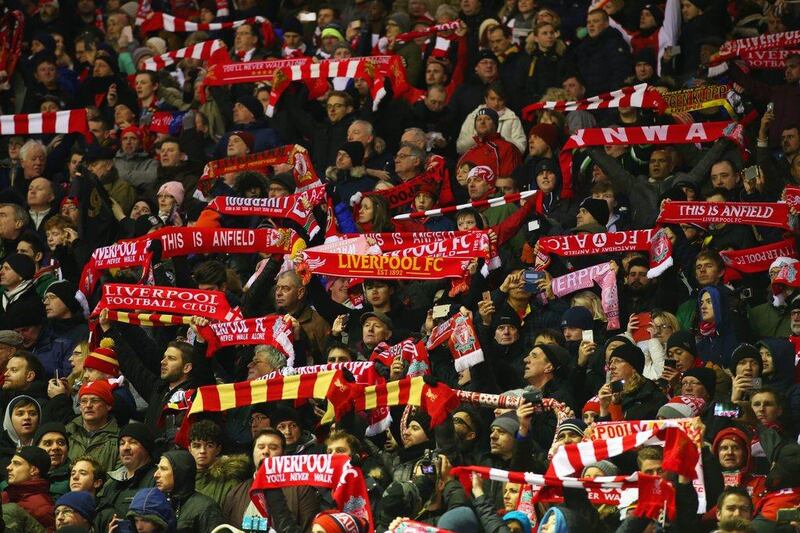 The Anfield stadium is like a box inside, with fans close, and hearing You’ll Never Walk Alone and seeing all the supporters waving their scarves and flags on the Kop is incredible, according to Diego Forlan. Alex Livesey / Getty Images