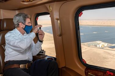 US climate envoy John Kerry over Noor Abu Dhabi solar plant. The UAE is praised for investing in renewables. Craig Strydom 