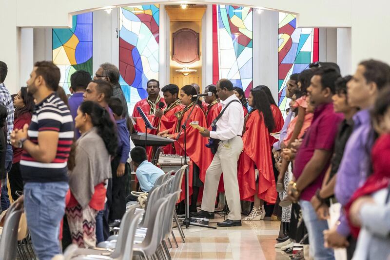 DUBAI, UNITED ARAB EMIRATES. 25 DECEMBER 2018. Coverage of Christmas Day Mass at St Francis Church in Jebel Ali. The Sri Lankan Mass service. (Photo: Antonie Robertson/The National) Journalist: Patrick Ryan. Section: National.