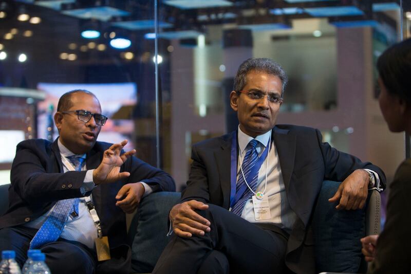 Dubai, United Arab Emirates -Interview with Rajit Nanda, Chief Investment Officer at ACWA Power  and  Paddy Padmanathan, President and CEO of  ACWA Power at WETEX, Dubai International Convention and Exhibition Centre.  Leslie Pableo for The National for Jennifer Ghana's story