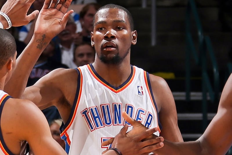Kevin Durant is scoring 29.2 points per game for Oklahoma City this season. Layne Murdoch / Getty Images / AFP
