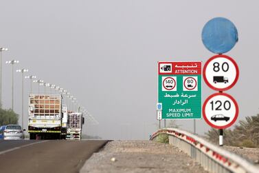 Conflicting speed limits displayed on Sheikh Zayed Road in the direction of Abu Dhabi last year. In August, speed limits across the capital were increased by 20kph and the buffer zone was abolished. Chris Whiteoak / The National