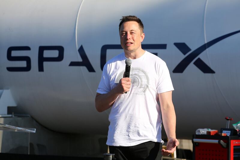 Elon Musk, founder, CEO and lead designer at SpaceX and co-founder of Tesla, speaks at the SpaceX Hyperloop Pod Competition II in Hawthorne, California. Mike Blake / Reuters