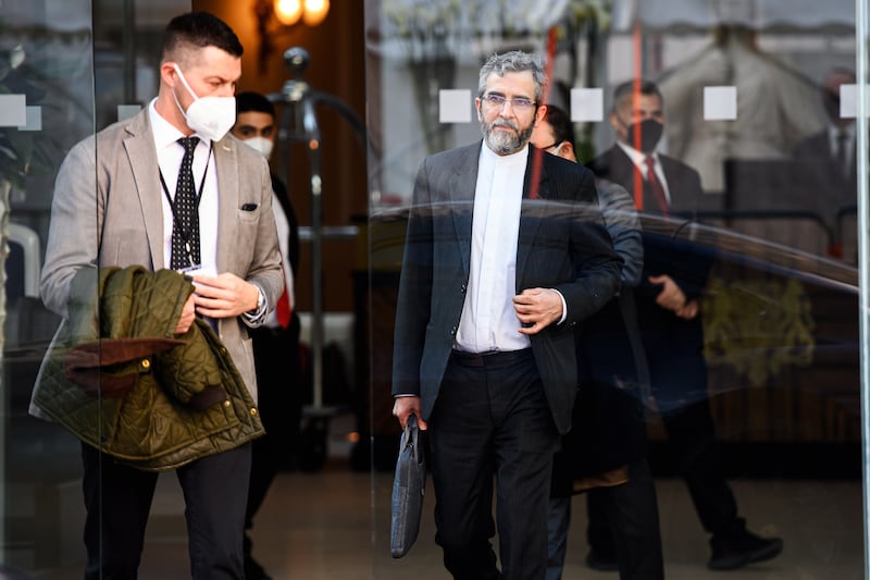 Iran's chief negotiator Ali Bagheri Kani, right, leaves after a meeting during negotiations in Vienna. Photo: EPA