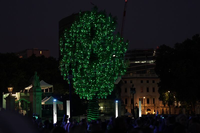 The Tree of Trees is lit during the BBC's platinum party in front of Buckingham Palace, London, in June. PA